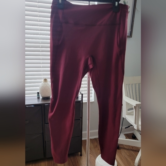 All In Motion Leggings Womens Large High Rise Brushed Sculpt Active Burgundys - Picture 2 of 7